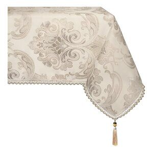 Loom and Mill 52x70 Luxury Jacquard Tablecloth, Waterproof, Stain Resistant, Lig